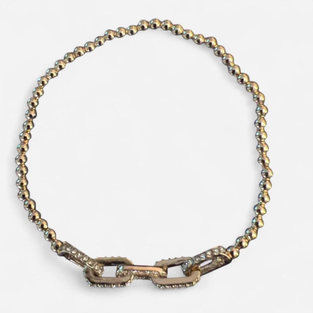 BaubleBar - Gold Tone Beaded Bracelet – Slip‑On Style – 4 Interlocking Segments